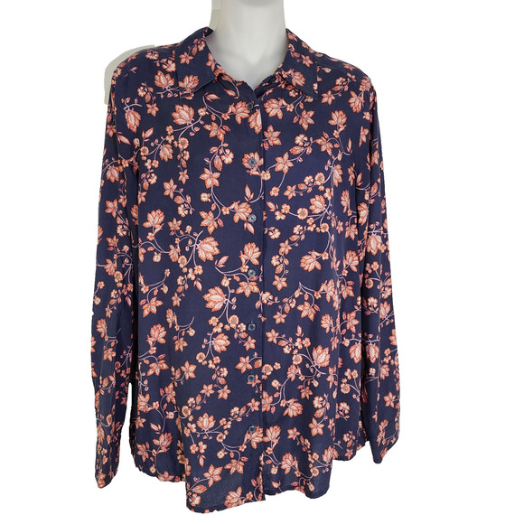 Orvis Tops - Orvis Silk Shirt S Blue Floral Long Sleeve Button Lightweight Preppy Coastal